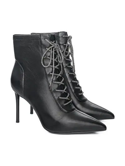 Ботильоны черного цвета со шнуровкой и молнией